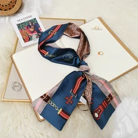 autumn and winter new long strip 14145 small long silk scarf female imitation silk professional scarf gift custom belt scarf