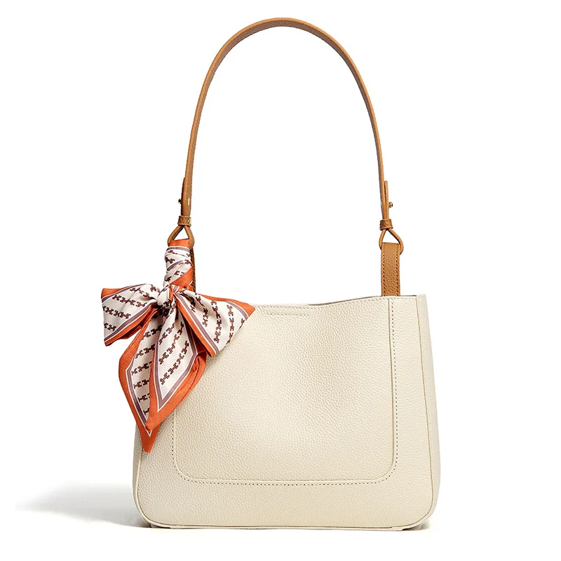 

Large capacity shoulder bag niche new fashion retro color matching handbag texture top layer cow leather Women tote bag