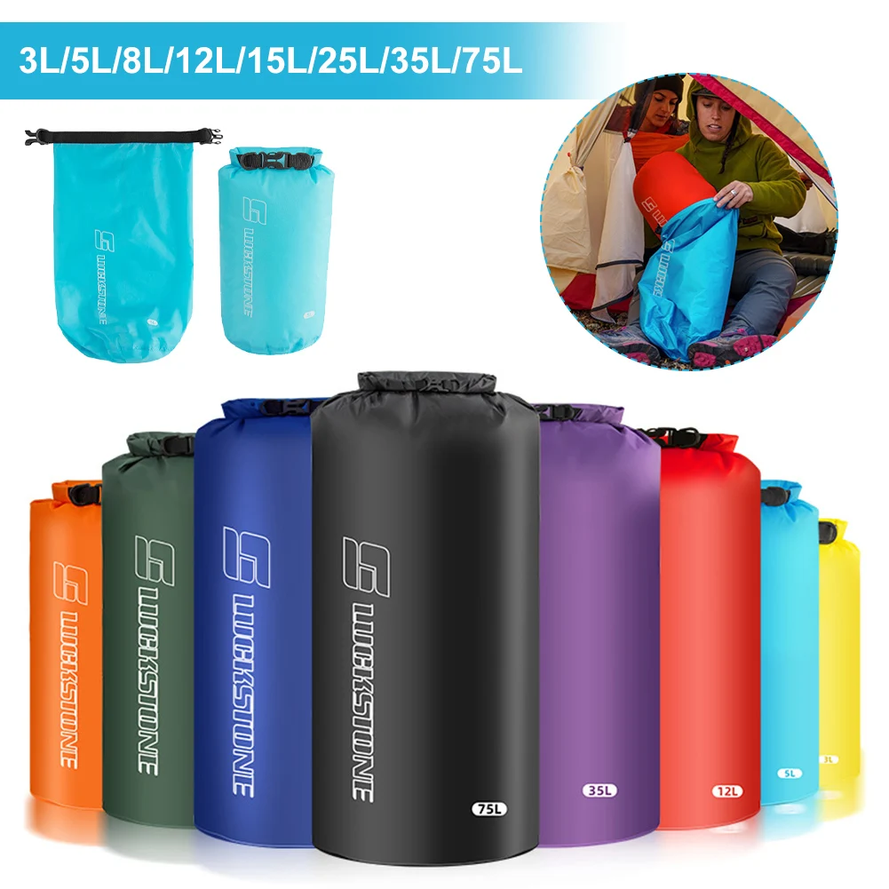 

3-75L Camping Dry Bag Sack Ultralight Waterproof Swimming Clothes Storage Bag Pack Rafting Kayaking Large Capacity Storage Pack