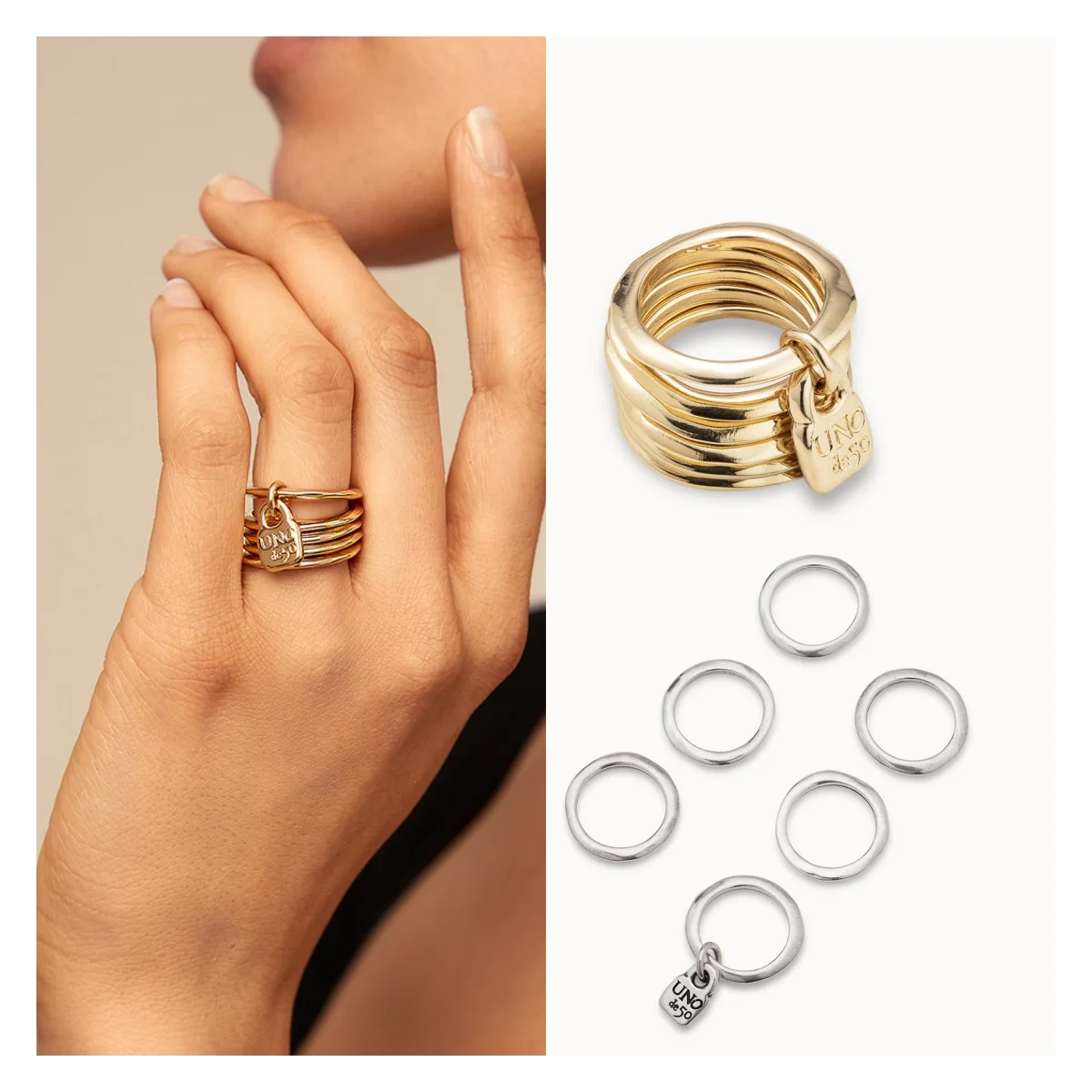 2024 оригинальное испанское мини-кольцо UNode 50 позолоченное кольцо на 18 карат с