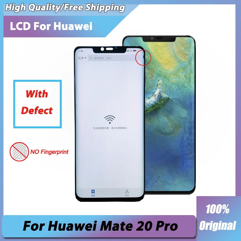 

100% Original LCD For Huawei Mate 20 Pro LYA-L09 L29 AL00 LCD Display Touch Screen Assembly Digitizer With Defect