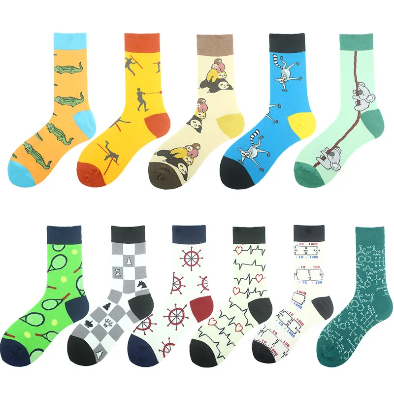 

Chemical Calcetines Design Socks Crew Happy Funny Cute Men Hombre Jacquard Animal Sloth Pattern Chess Divertidos Medical Unisex