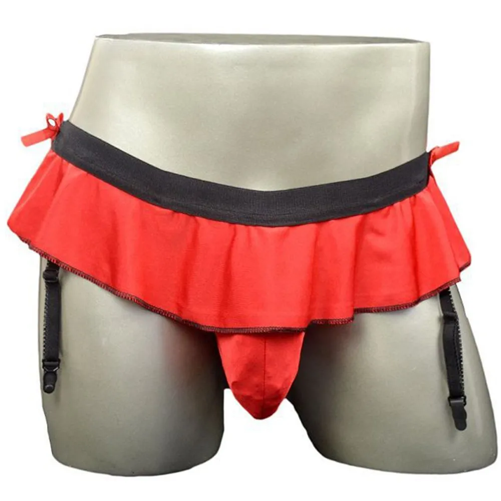 

Men's Panties Ruffled Decor Briefs Sexy Thongs Suspender Sock Clip Underpants Sissy Gay G-string Fashion Men's Briefs