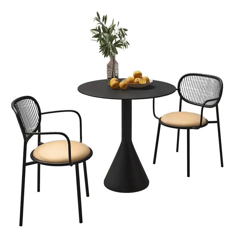 

Outdoor Iron Art Small Tea Table Leisure Garden Table Milk Tea Coffee Shop Courtyard Outdoor Metal Table And Chair