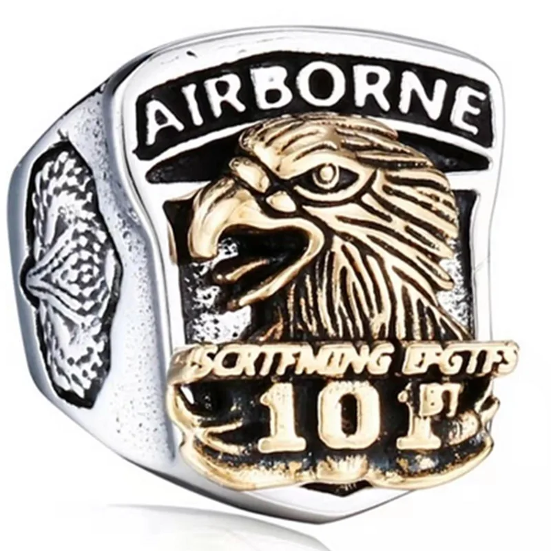 

Mifeiya Hip Hop Men's American 101st Airborne Screaming Eagles Ring Punk US Army Marines Corps Ring Biker Fashion Jewelry