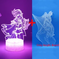 genshin impact 3d led night light game figure venti anime 16 colors lamp for room illusion desk decor kids birthday gift ganyu