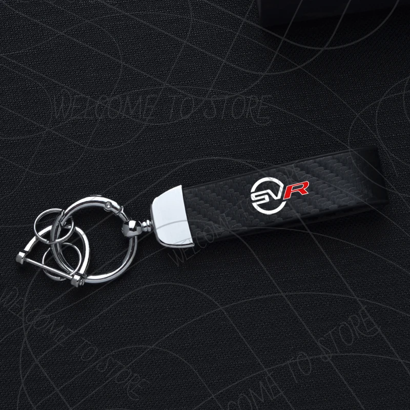 

Автомобильный брелок из искусственной кожи для Jaguar R Sport SVR с логотипом X-Type F-Type E-Pace I-Pace из углеродного волокна, брелок из цинкового сплава, автомобильный брелок, аксессуары
