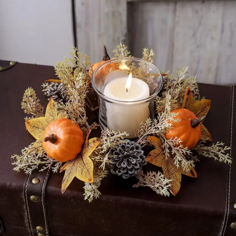 Осенний подсвечник кольца венок на День благодарения урожай осенняя гирлянда