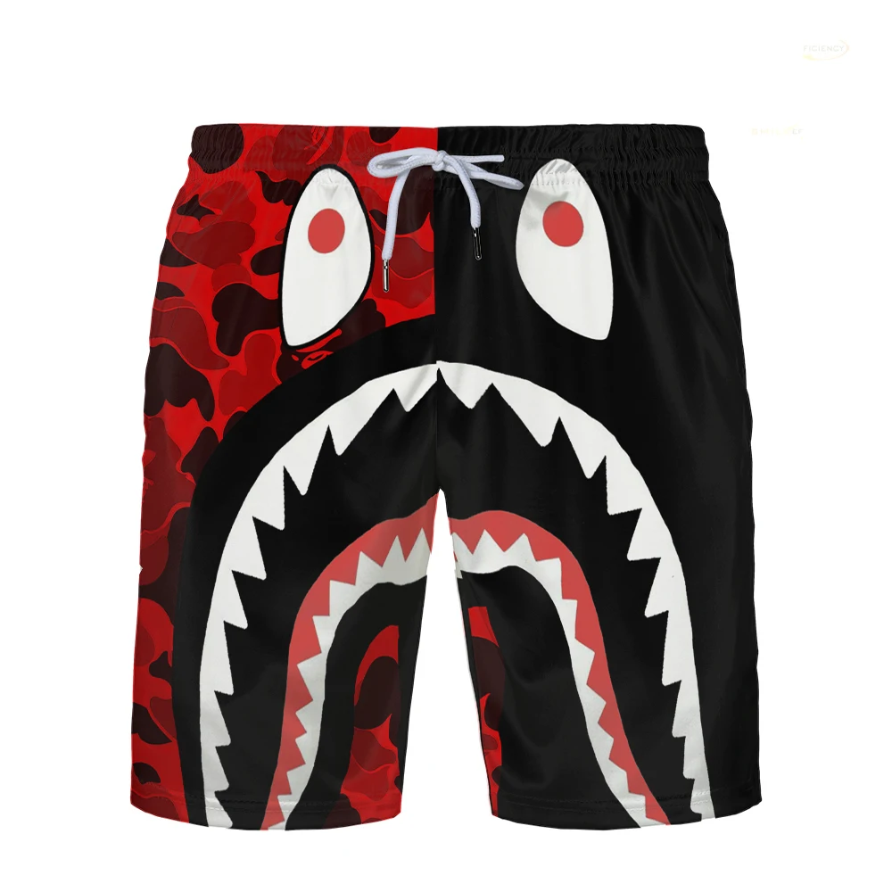 

Мужские шорты для плавания Bape Shark, купальный костюм, повседневные классические пляжные шорты с сетчатой подкладкой