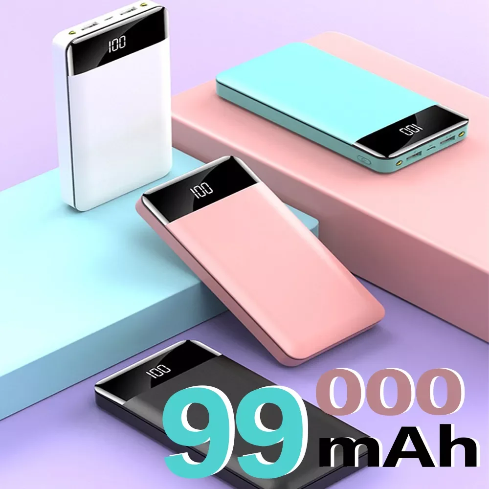 

Portable 99000mAh Fast Charging Power Bank Rechargeable External Battery With Dual USB Digital Display For iPhone
