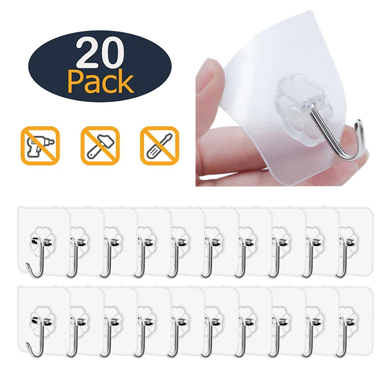 

Transparent Strong Self Adhesive Hooks Door Wall Hangers Hooks Suction Cup Heavy Load Hooks Holder Kitchen Bathroom Storage Hook