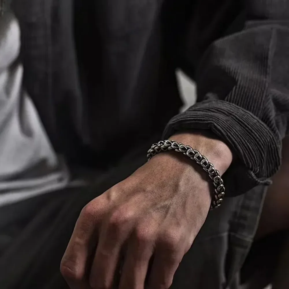 Мужской браслет из серебра 925 пробы с тираннозавром