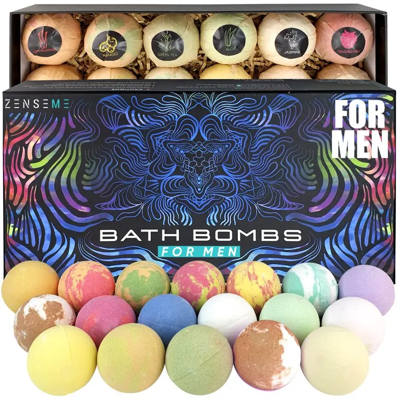 

Бомбочки для ванной со встроенными 18 ароматическими органическими бомбочками ручной работы для ванны объемом 2,5 унции с натуральными эфирными маслами. Идеально для Boyfri