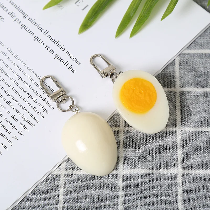 

Simulated egg keychain New cute creative food model Props Car bag pendant llaveros ornaments Women Trinkets jewelry gift pendant