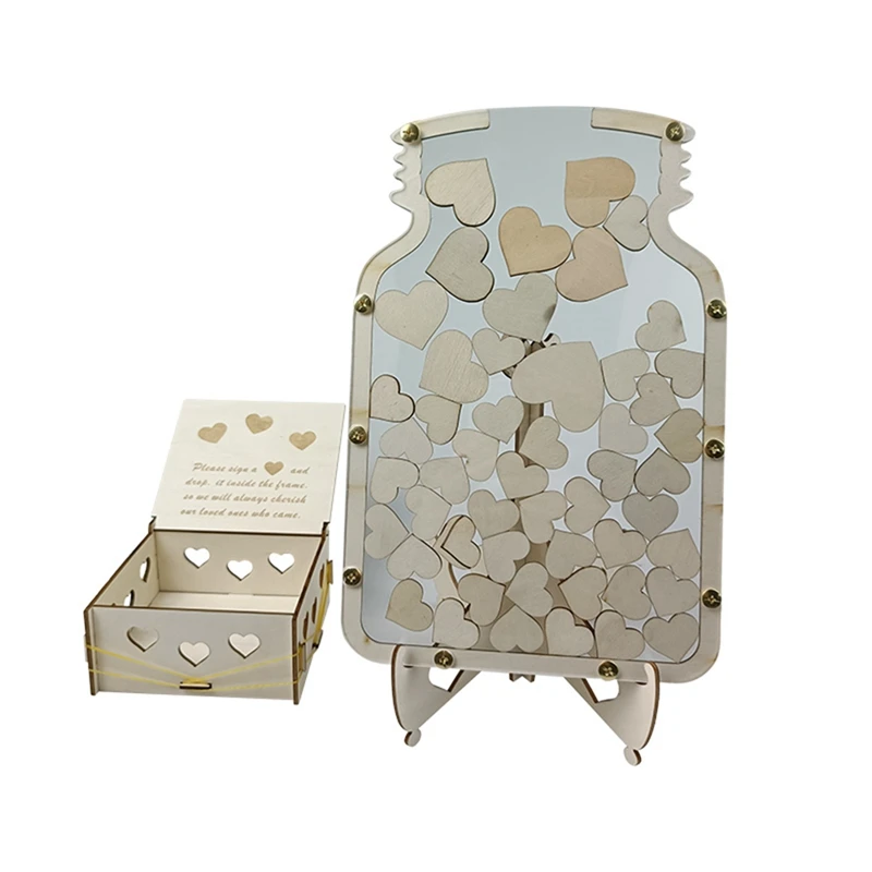 

Wedding Guests Book Alternative,Message Sign Book With Wooden Hearts,Wedding Party Decorations