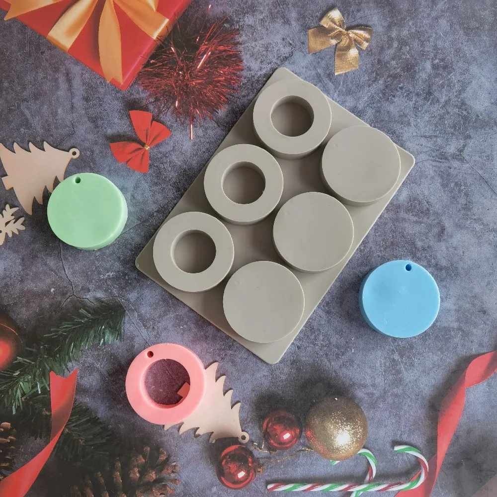 

DIY Silicone Soy Candles Aroma Wax Tablets Mould Handmade Dried Flowers Aroma Wax Tablets Torus shape Silicone Mold for Soap