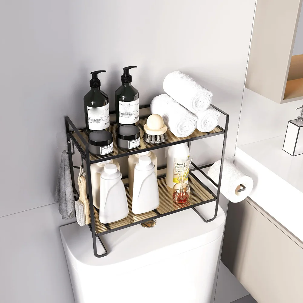 Многофункциональная полка для хранения над унитазом 2-этажная в ванной комнате