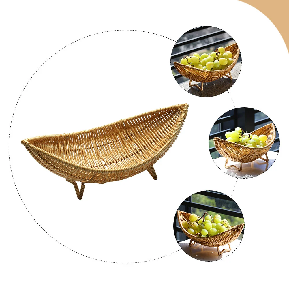 Bread Basket Rattan Fruit Bowl Sundries Vegetable Storage Serving Holder Coffee