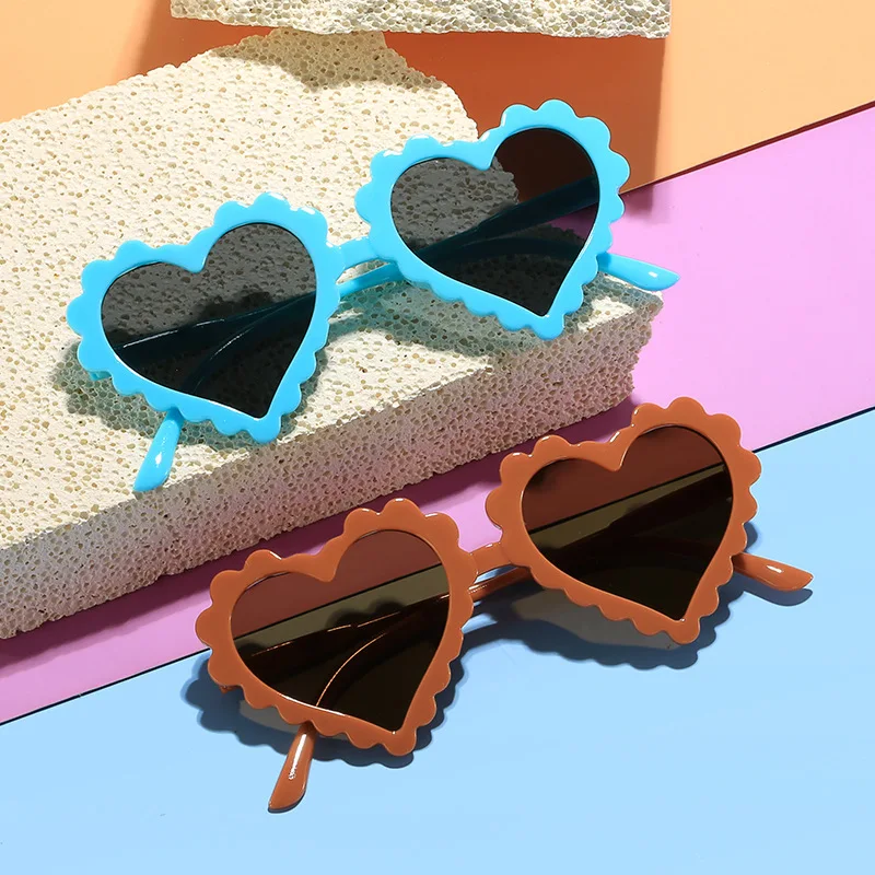 Милые детские Мультяшные очки в форме сердца модные для мальчиков и девочек