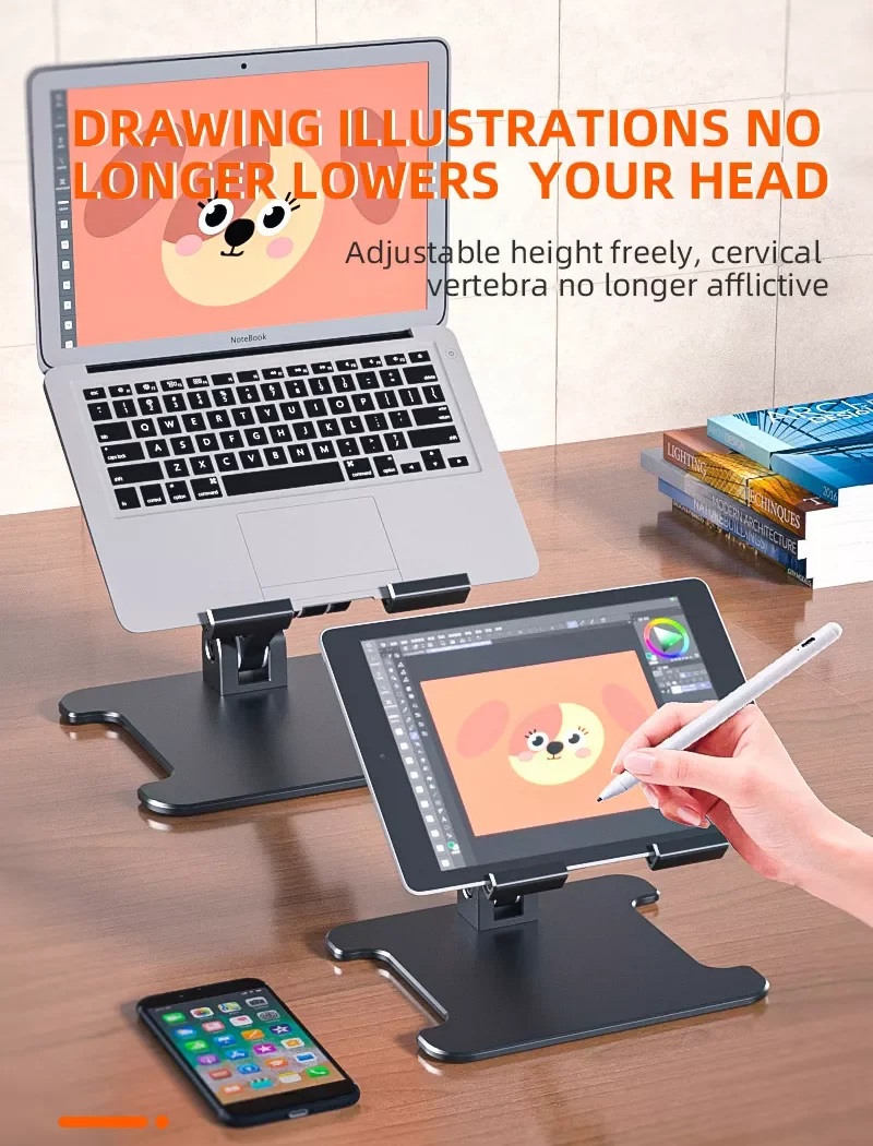 

2023NEW Adjustable Dissipate Heat Stand Base For Ipad Phone 12.9inch Foldable Tablet Stand Holder For Ipad Aluminum Alloy Riser