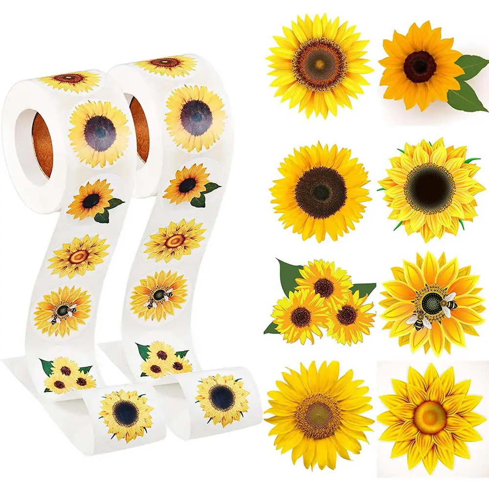 

Pretty Sunflower Pattern Sticker 8 flower patterns DIY Gift Wrap Tags scrapbooking material adhesive stickers Stationery Medal