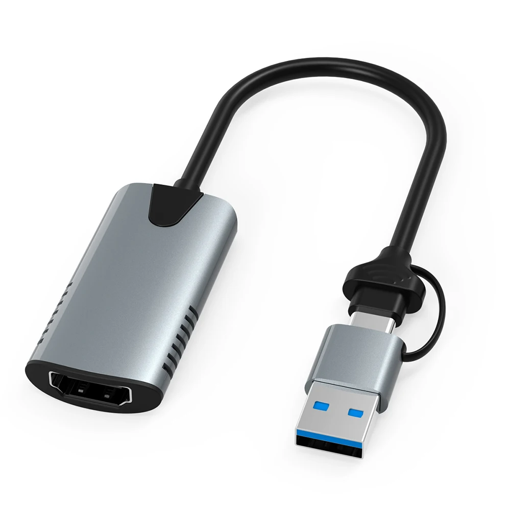 

HD Game Video Capture Card HDMI-compatible to USB Converter USB A Type-C Streaming Adapter for Live Broadcasts Recording