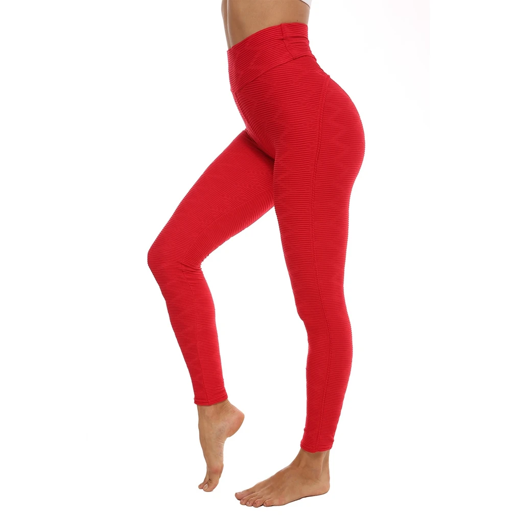 

Ladies Jacquard Dance Sports Fitness Fashion Bottoming Yoga Pants Red S Size