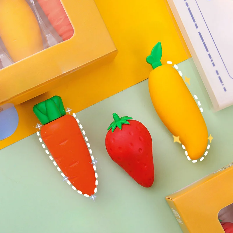 

Cartoon Fruit Rubber Erasers Rectangular Colored Soft Pencil Erasers Correction Tool Cute Stationery Student School Supplies