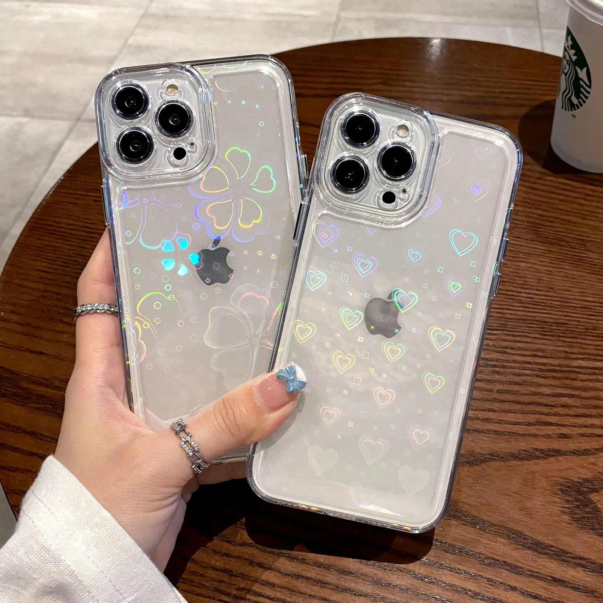 

Clear Electroplated Button Precision Hole Phone Case for iPhone 13 12 11 Pro Max Anti-drop Lens Protection Sleeve