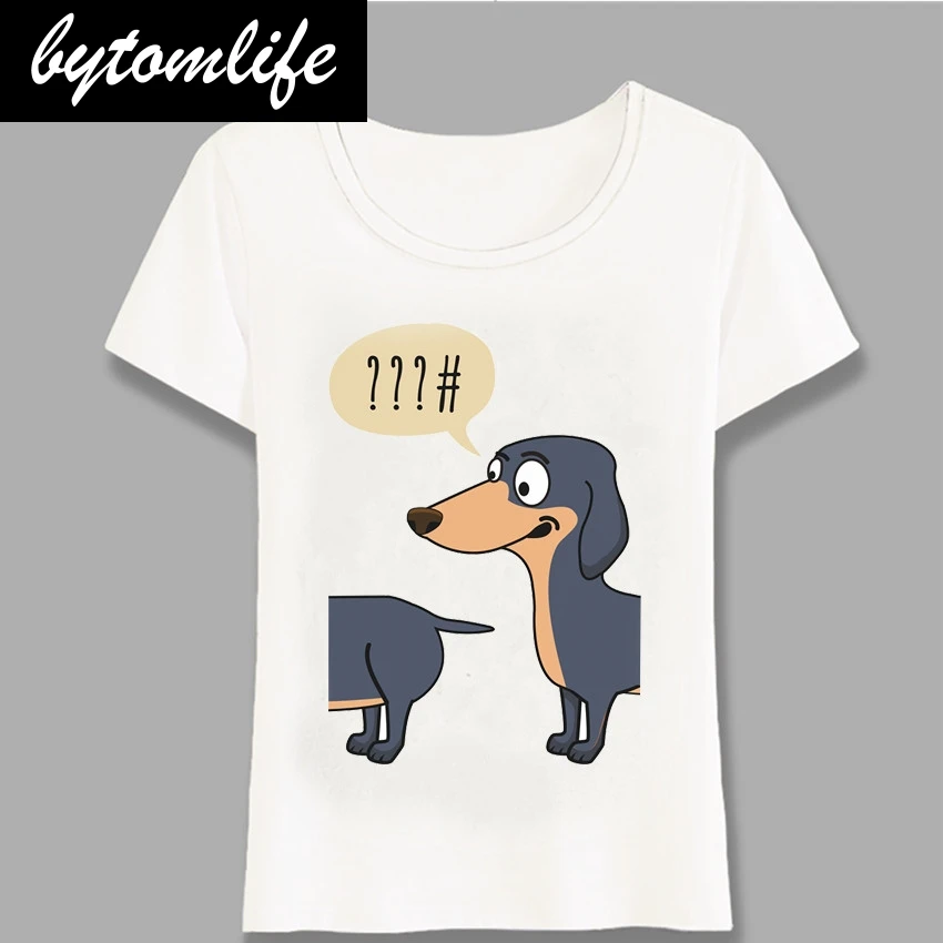 

Novelty Dachshunds Dog Look Back T-Shirt Summer Fashion Women T Shirt Funny Animal Print Tops Female Casual Tees Harajuku
