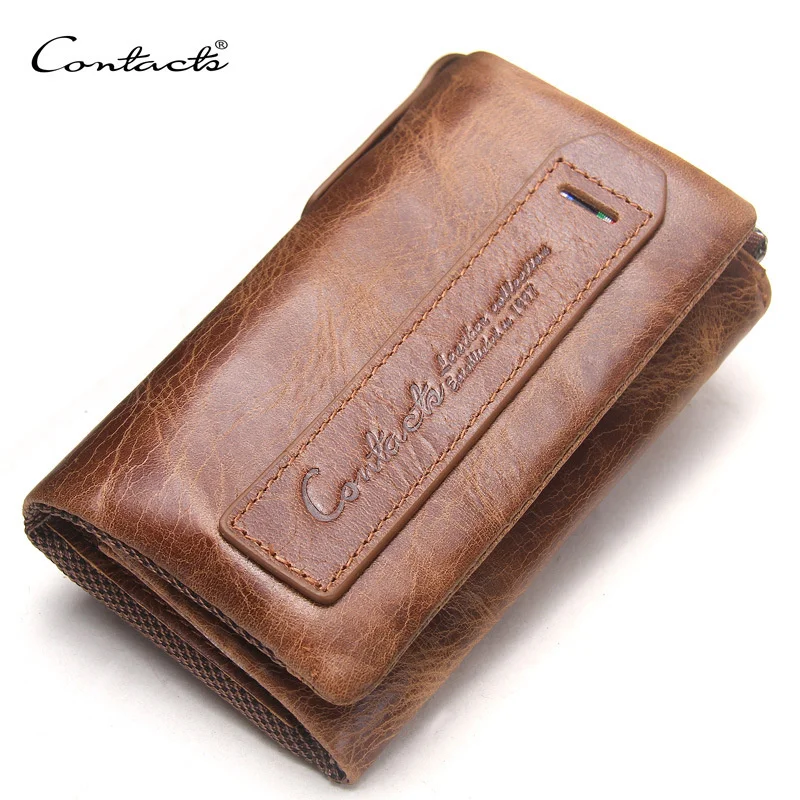 

Brand Men Key Wallet Oil wax leather key holder Small Male Purse with Coin Pocket Man Pouch Housekeeper Quality Key case Keyring