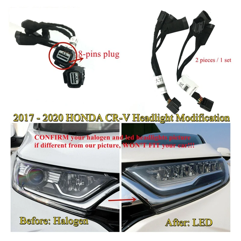 

Для 2017-2020 Honda CR-V CRV 8 контактов от галогенной светодиодный светодиодной фары адаптер проводки лампа обновленная Модифицированная проводка