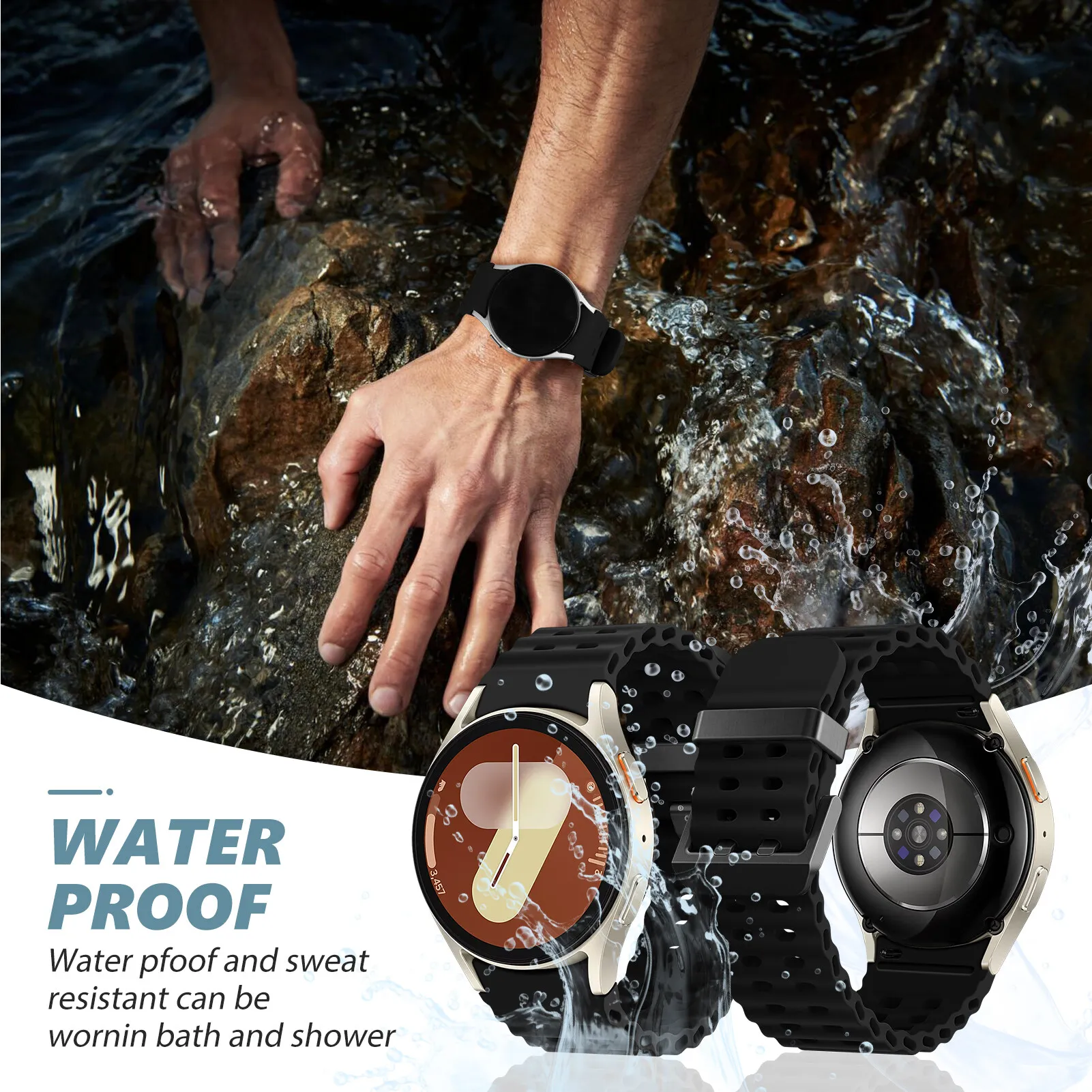 Фото Силиконовый ремешок для Samsung Galaxy Watch 7 FE 6 4 5 44 мм 40 мм/5pro, спортивный браслет без зазоров correa Galaxy Watch 6 classic, ремешок 47 мм №4
