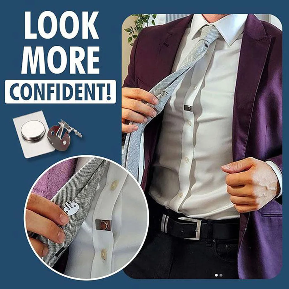 

Magnetic Invisible Tie Clip Automatic Positioning and Fixing Buckle Anti-wrinkle Clip Anti-floating and Anti-swing Tie Holder