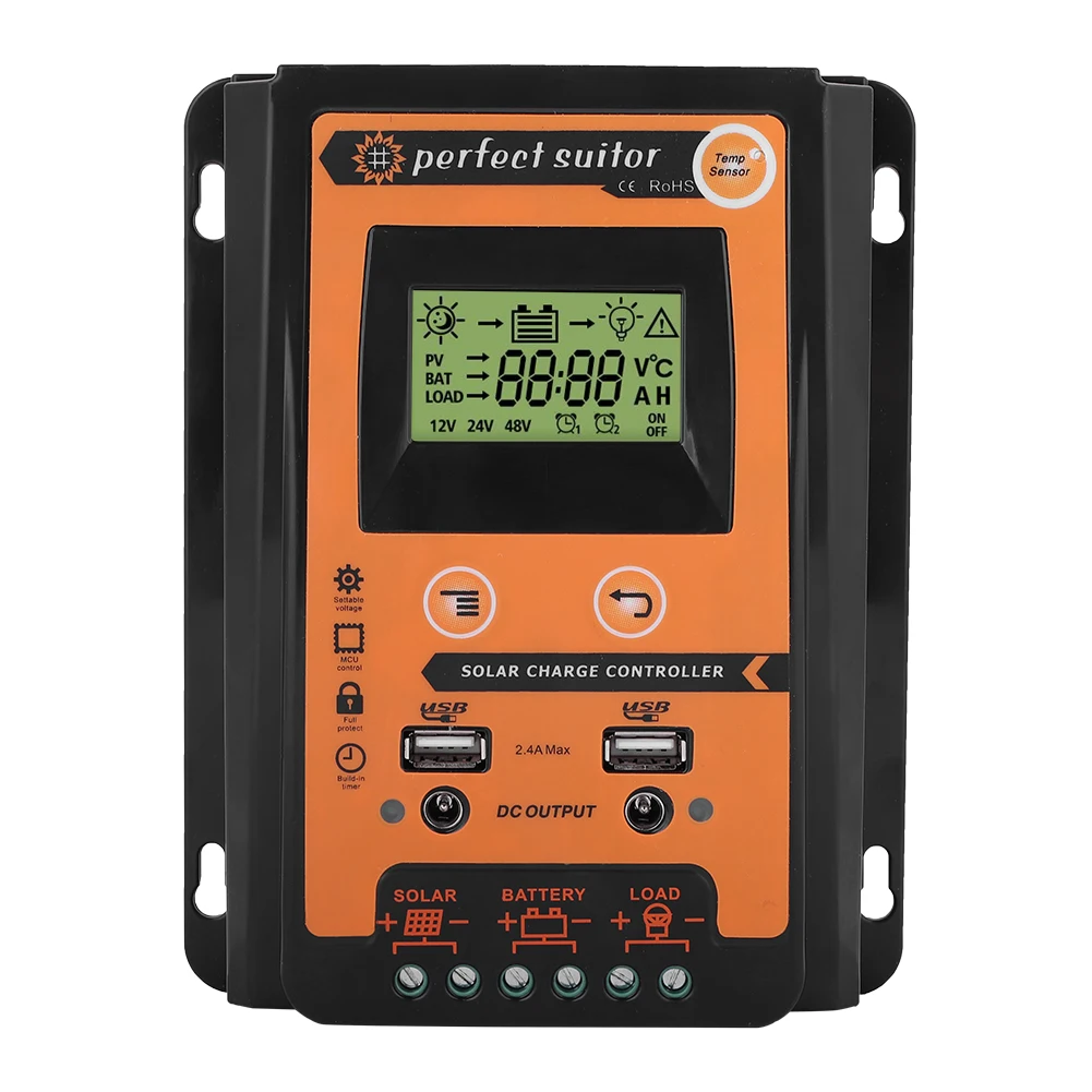 

12V/24V PWM Solar Charge Controller Solar Panel Battery Regulator Dual USB LCD Display 30A/50A Optional