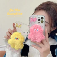 disney cartoon plush little monster phone cases for iphone 13 12 11 pro max xr xs max 8 x 7 se lady girl anti drop soft shell