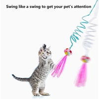 funny cat stick interactive elasticity swing cat toy hanging type bell catnip puzzle pet cat kitten teaser toy pet supplies