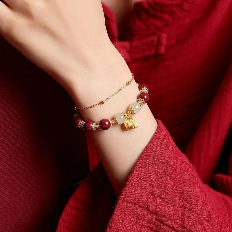 UMQ оригинальный женский браслет из двух шихуанских лотосов серебро 925 пробы