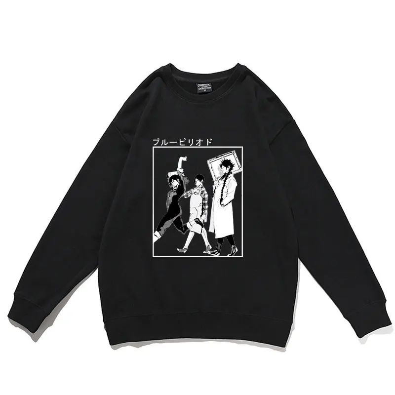 

Пуловер с японским аниме синим принтом эпохи, Мужской пуловер с забавным принтом манги Yatora Yaguchi, Модные свободные свитшоты унисекс, топы