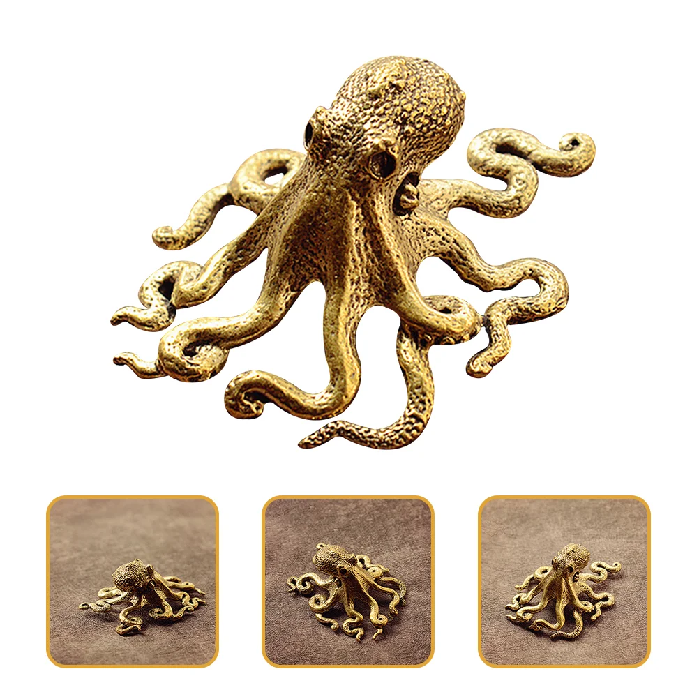 

Octopus Brass Decor Desktop Statue Figurine Figurines Animal Ornament Adornment Home Sculpture Figure Craft Sea Model Retro Mini