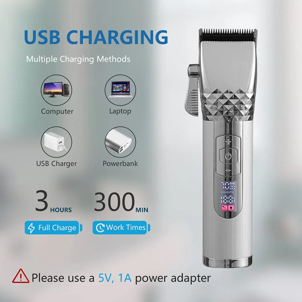 Профессиональная электрическая машинка для стрижки волос 7000PRM USB аккумуляторная
