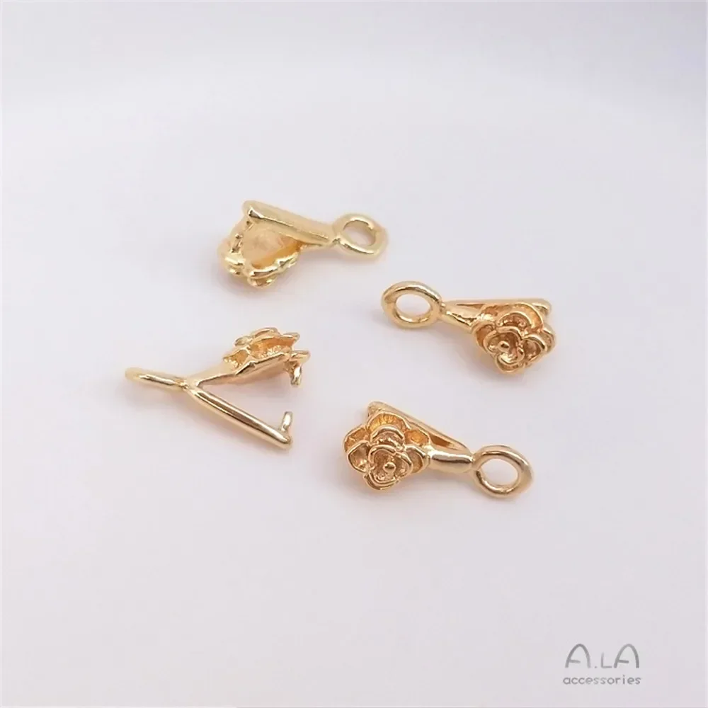 Позолоченная застежка в форме розы 14 карат с застежкой из семян дыни подвесная