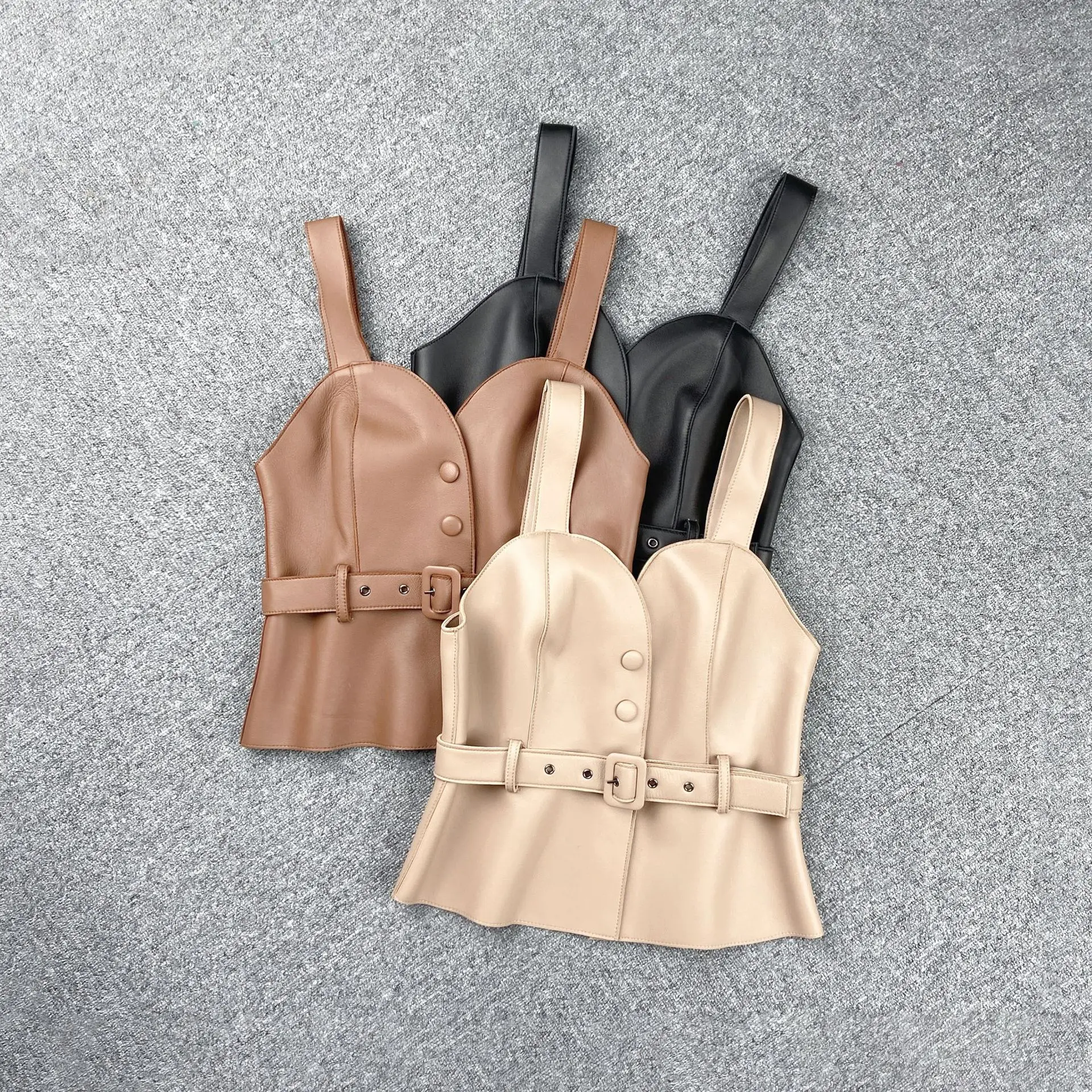 2021 Новый стильный женский модный короткий жилет из натуральной кожи в розницу и