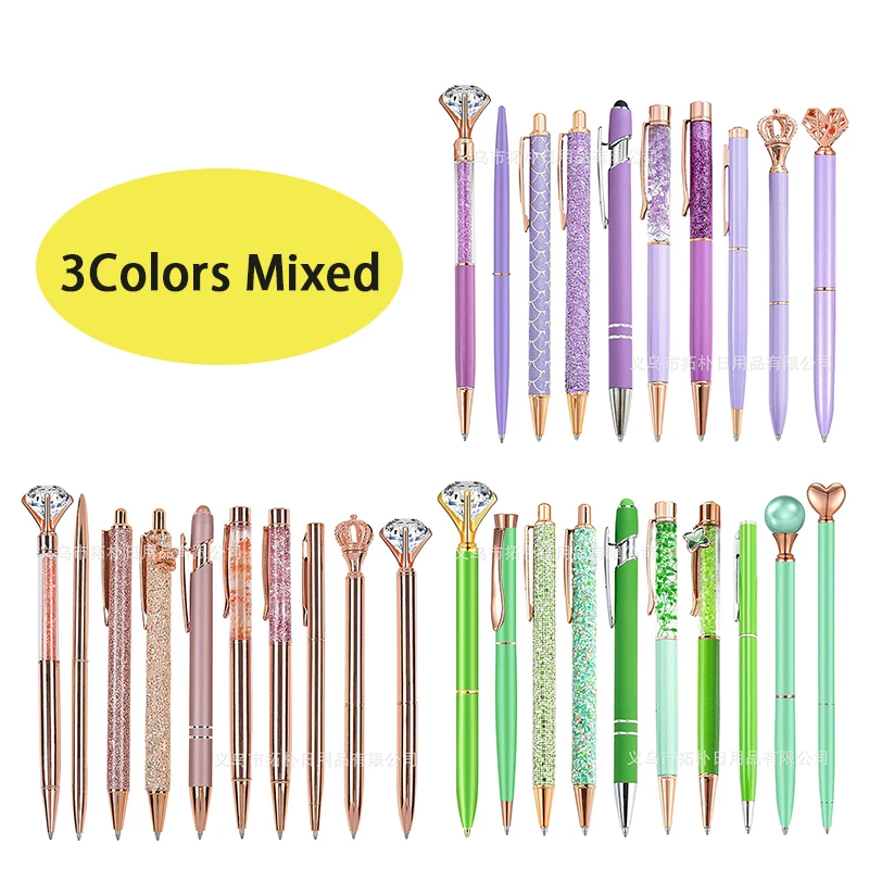 

100Pcs Liquid Sand Ballpoint Pens Glitter Pen Crystal Diamond Pens Black Ink Pens Office School Wedding Desk Supplies