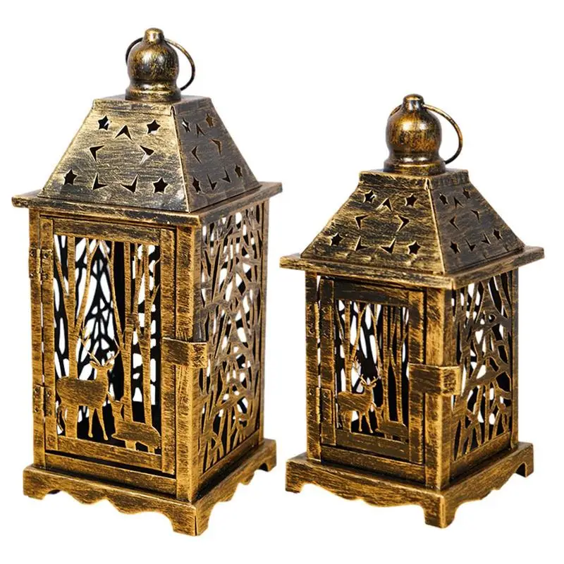 Light Metal Rustic Christmas Candle Lamps Snow Globe Lantern Snow Globe Lantern