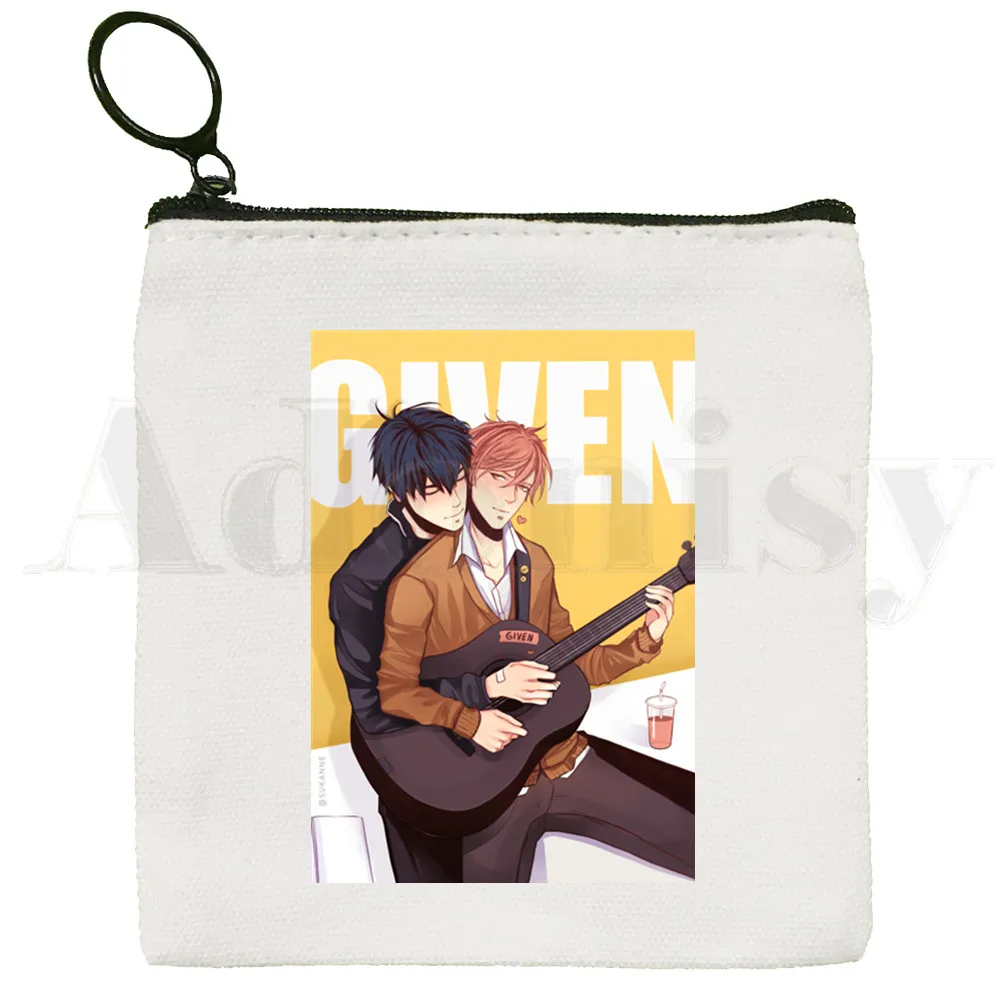 Yaoi Bl Given Anime Manga Music Mafuyu Cute Mini Coin Purse Canvas Student Wallet Coin Case Zipper Hand Female Key Case