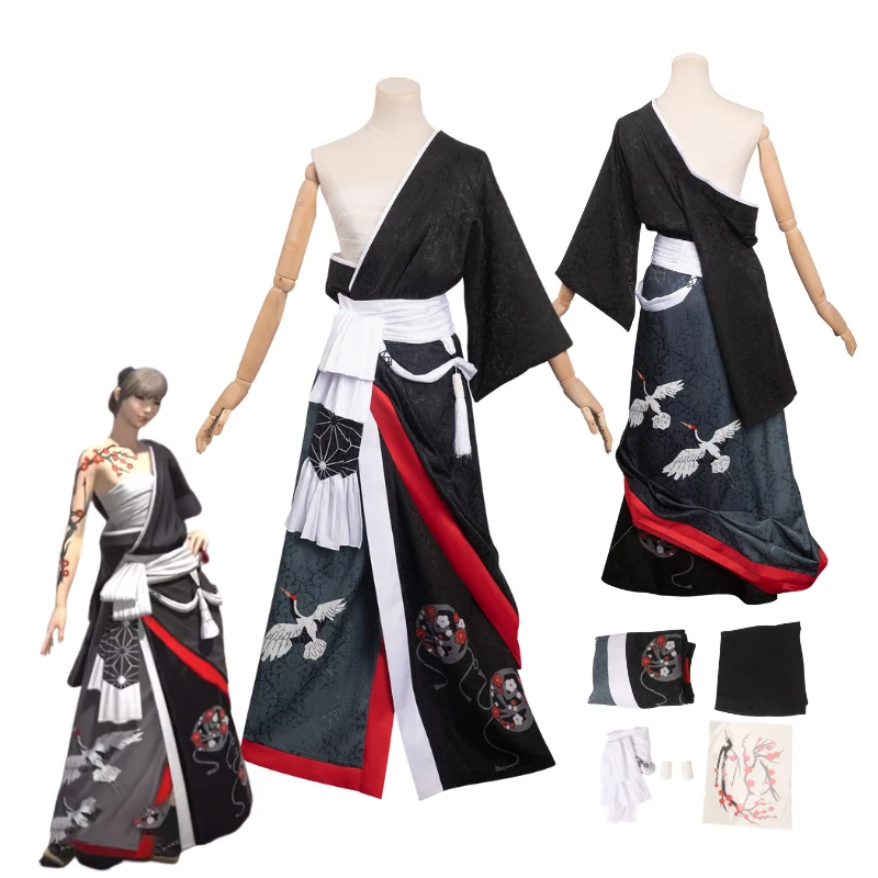 

FF14 Night Crane Final Fantasy Yakaku Dogi Cosplay Kimono Costume Women Girls Fantasia Outfits Halloween Carnival Disguise Suit