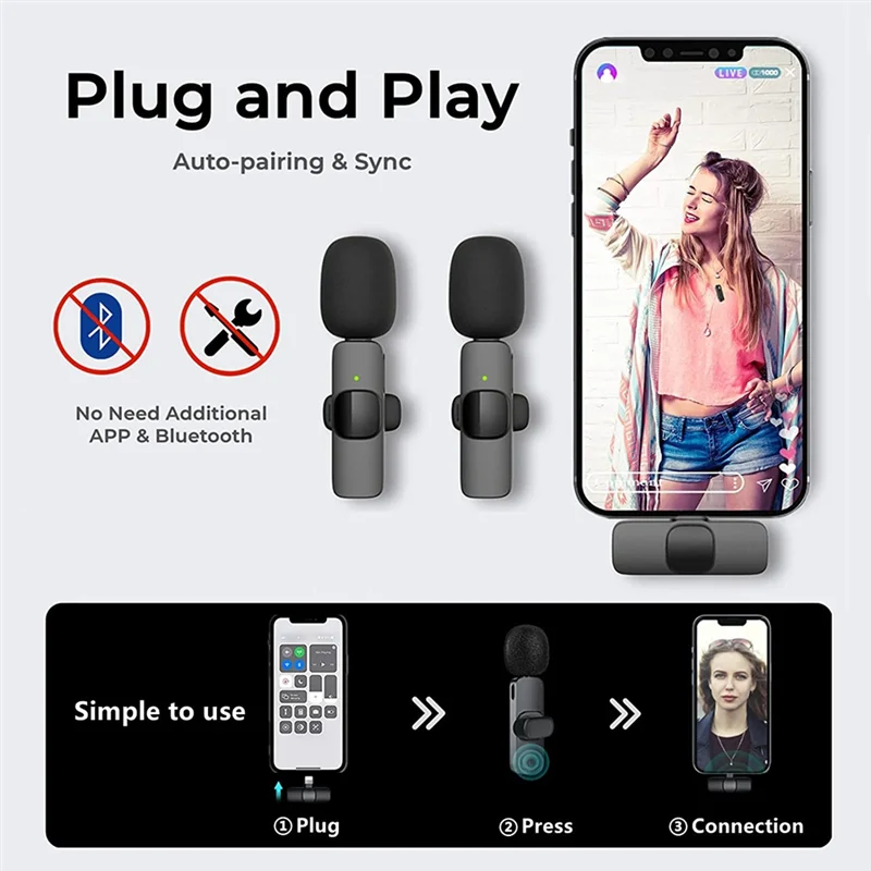 Беспроводной петличный микрофон для телефона Автоматическая синхронизация