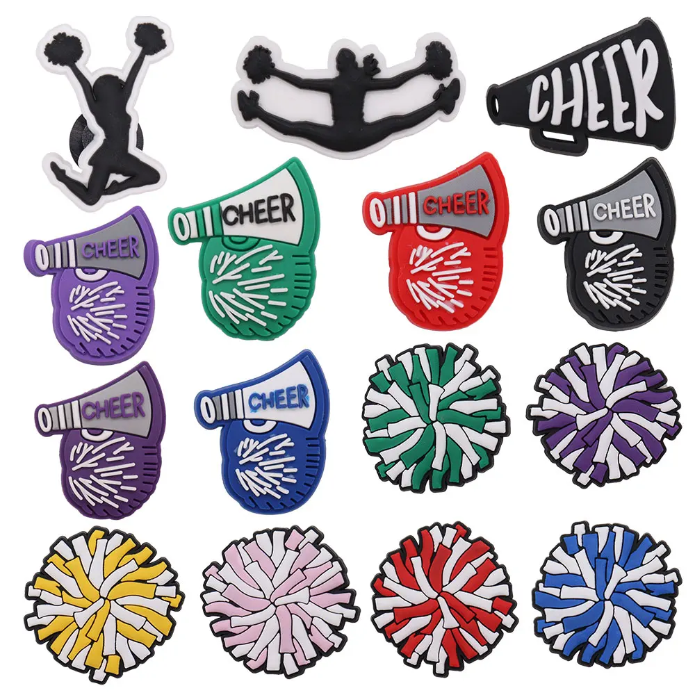 

1-15PCS PVC Croc Jibz Buckle Cheer Cheerleader Speaker Slipper Accessories Fit Wristbands Shoe Decoration for Bands Ornaments