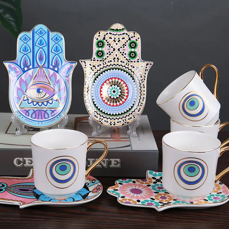 Чай Кофе Cups-6.8oz костяной фарфор Красивая чайная чашка с подходящими